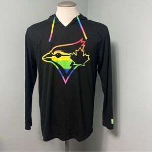 TORONTO BLUE JAYS Limited Edition Henley Hoodie Size L long sleeve pride unisex